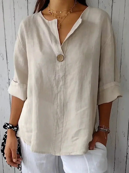 Jillian| Cotton V-neck Blouse