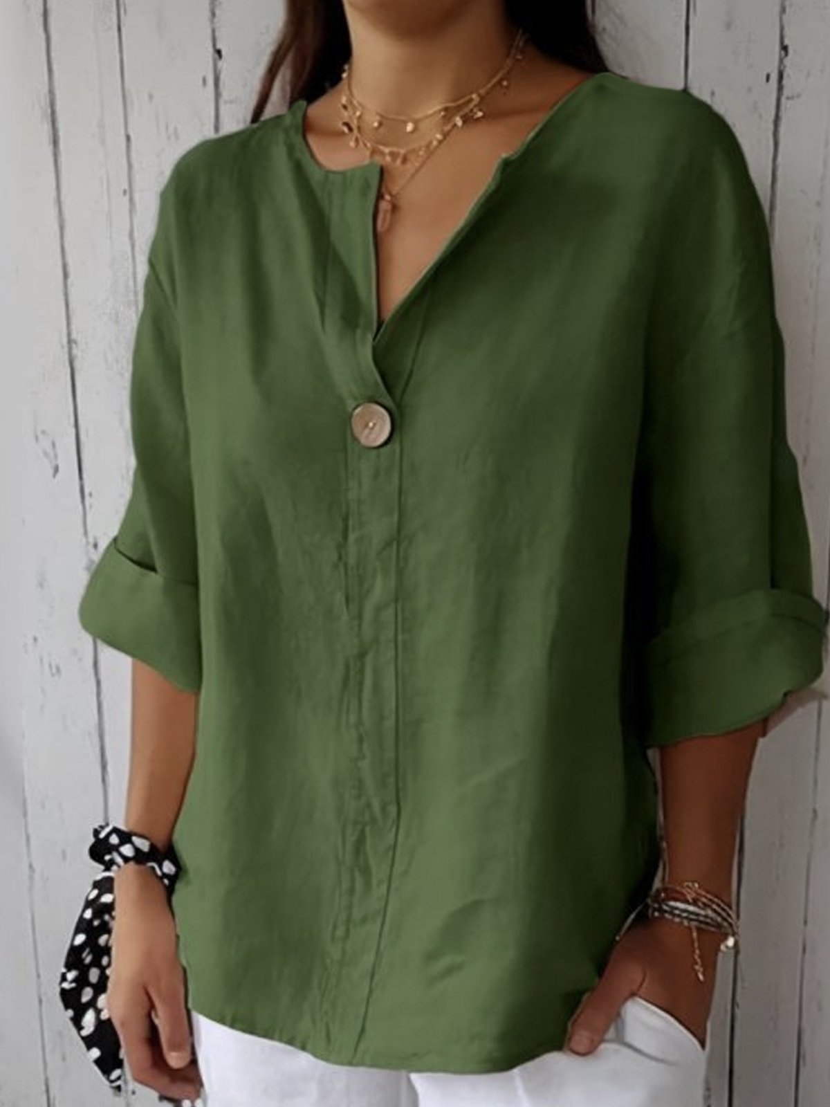 Jillian| Cotton V-neck Blouse