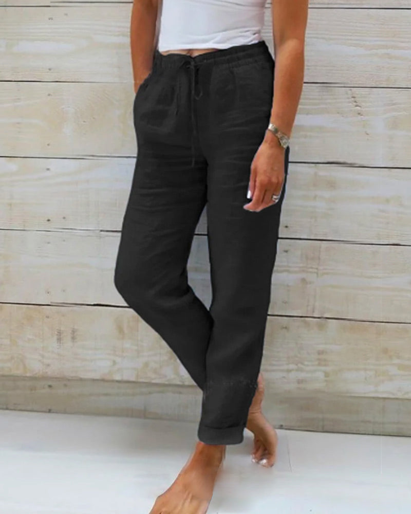 Monika | Cotton Elastic Waist Trousers