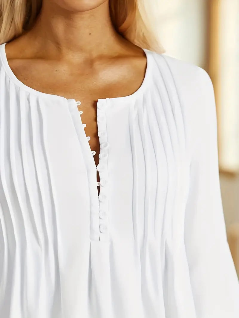 Renata | Button Front Ruched Blouse