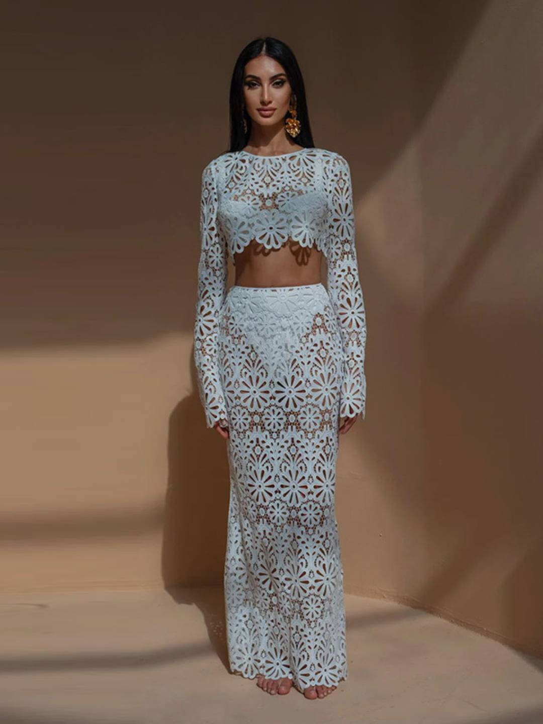 Alessia | Sheer Crochet Two-Piece Set