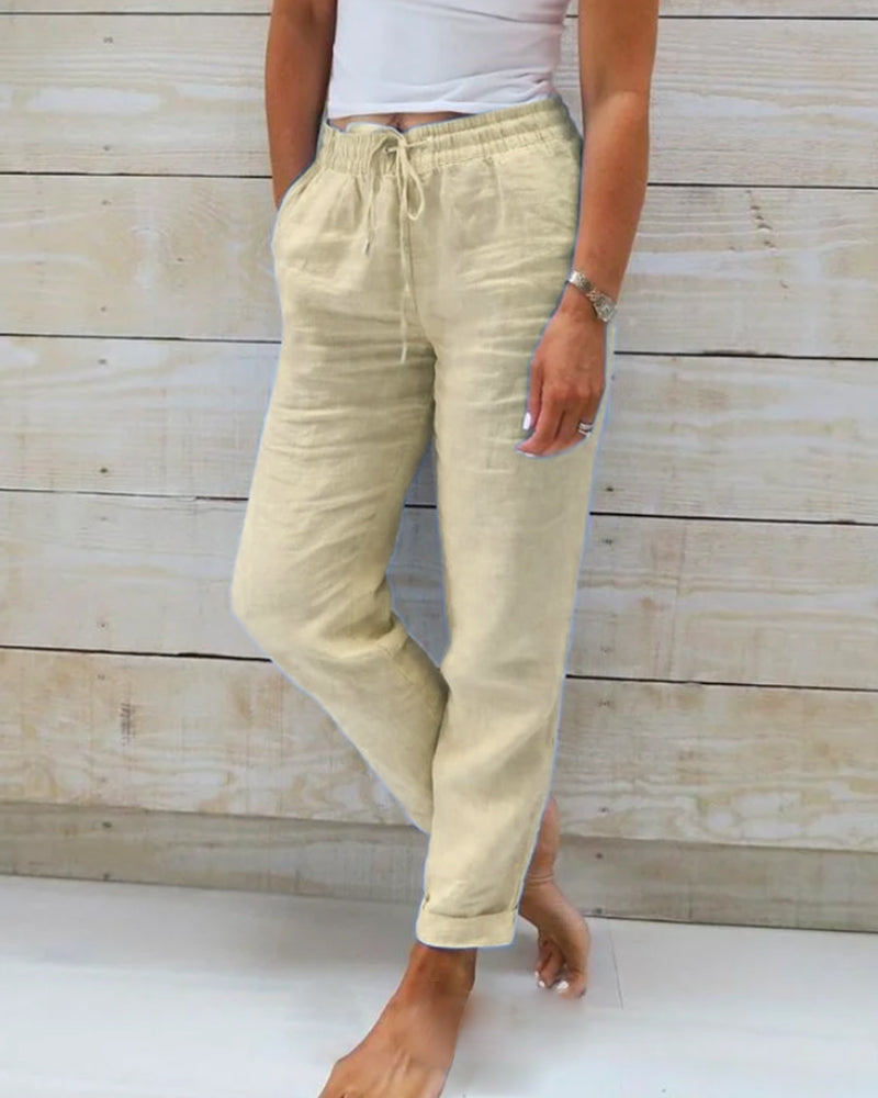 Monika | Cotton Elastic Waist Trousers