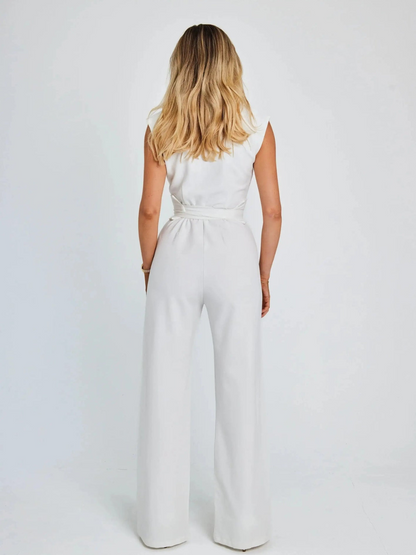 Adelina | Belted Wide-Leg Workwear Jumpsuit