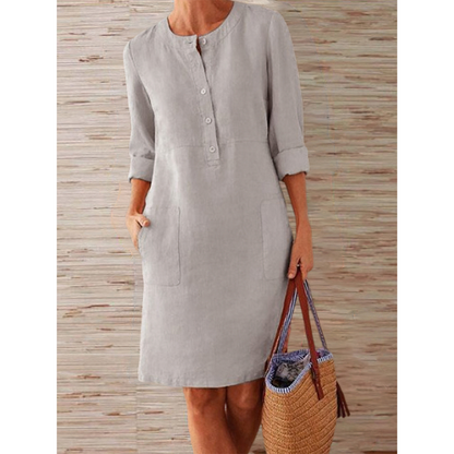 Robyn | Plain Cotton and Linen Dress