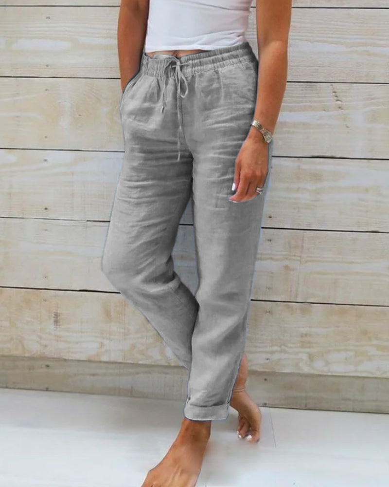 Monika | Cotton Elastic Waist Trousers