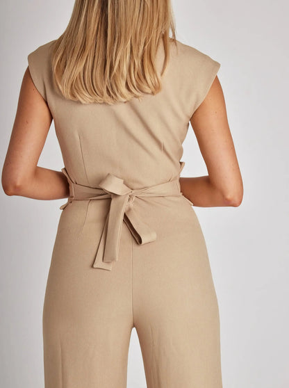 Adelina | Belted Wide-Leg Workwear Jumpsuit