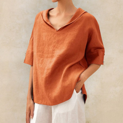 Griffin | Women's V-Neck Casual Linen Shirt