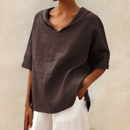 Griffin | Women's V-Neck Casual Linen Shirt