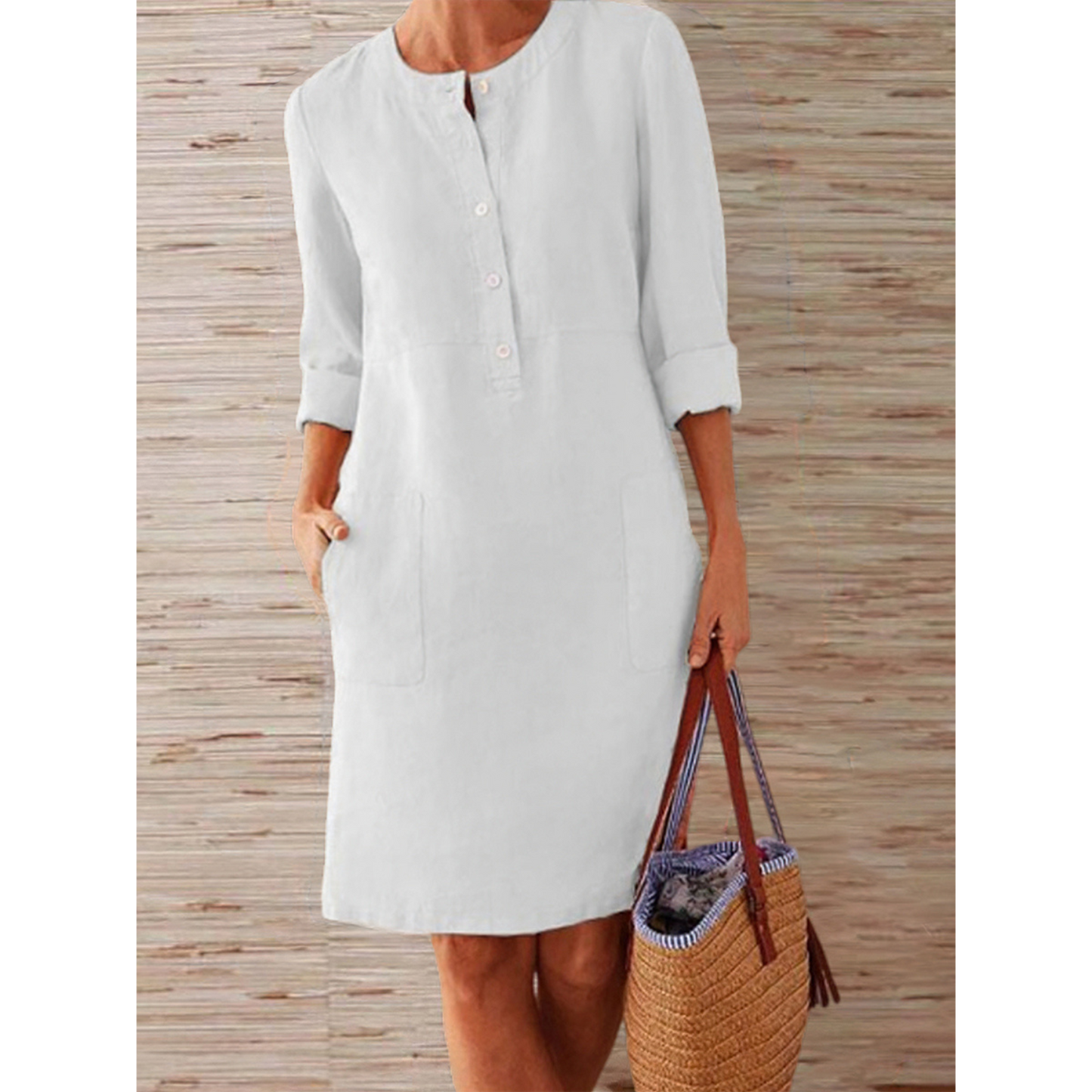 Robyn | Plain Cotton and Linen Dress