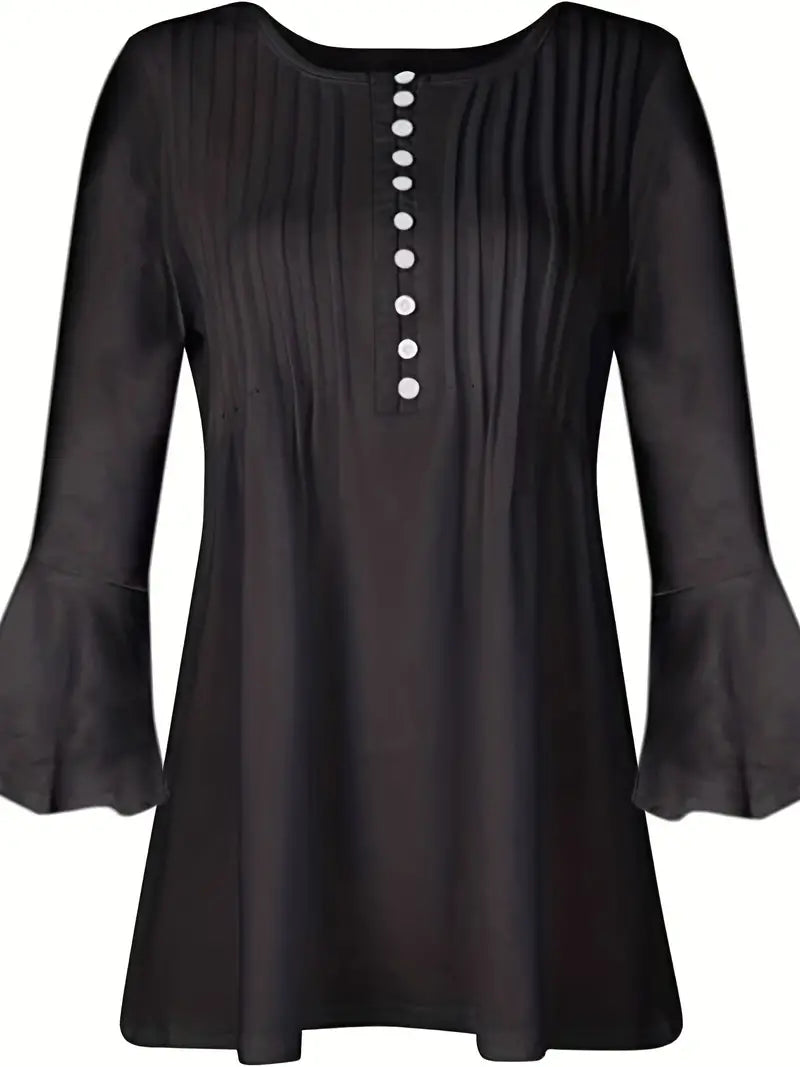 Renata | Button Front Ruched Blouse