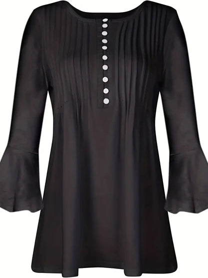 Renata | Button Front Ruched Blouse