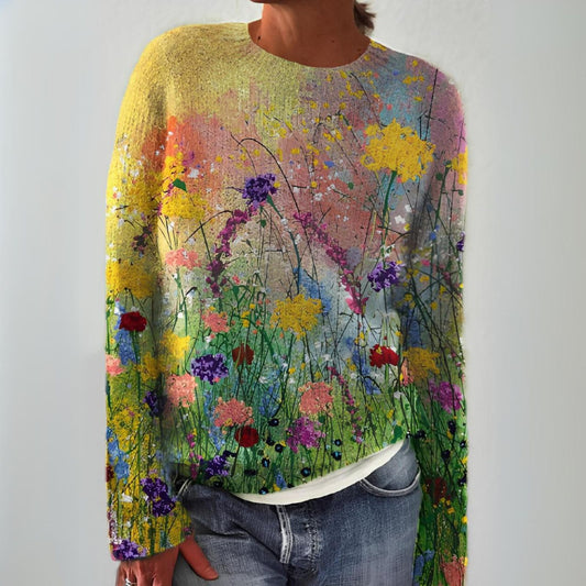 MARTA FLOWERS ART COZY SWEATER