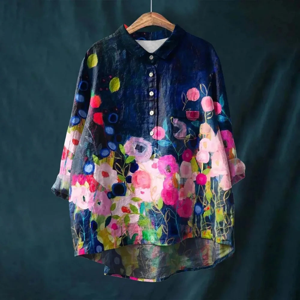 Lisa | Tummy Covering Vintage Floral Blouse