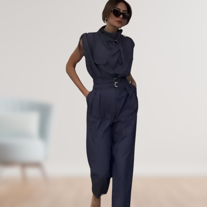 Aramoana | High-Neck Belted Jumpsuit