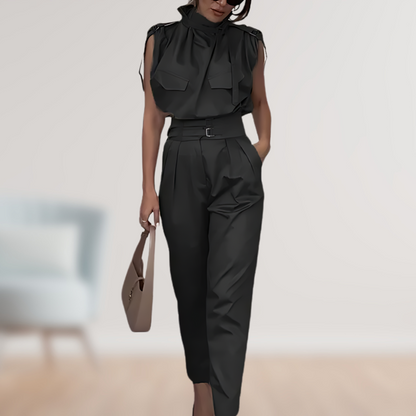 Aramoana | High-Neck Belted Jumpsuit