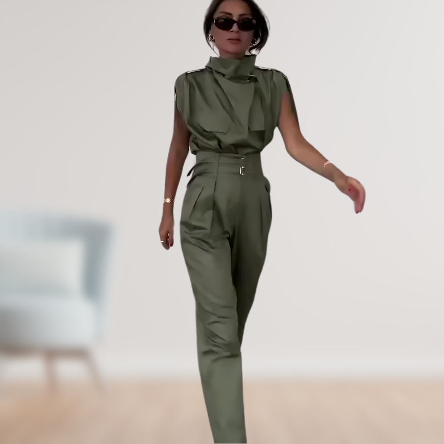 Aramoana | High-Neck Belted Jumpsuit