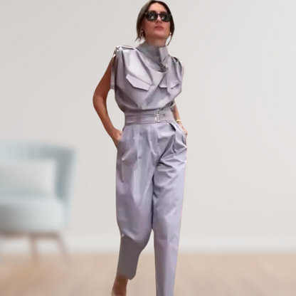 Aramoana | High-Neck Belted Jumpsuit