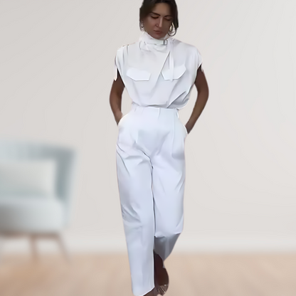 Aramoana | High-Neck Belted Jumpsuit