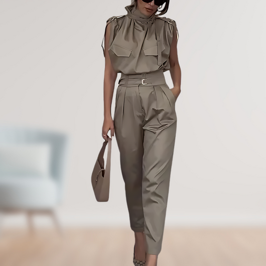 Aramoana | High-Neck Belted Jumpsuit