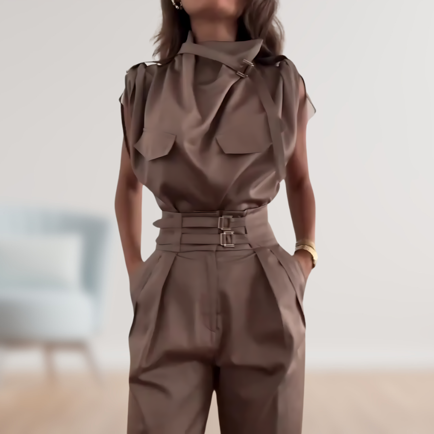 Aramoana | High-Neck Belted Jumpsuit