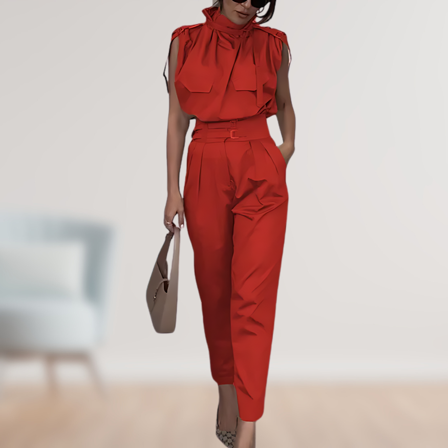 Aramoana | High-Neck Belted Jumpsuit