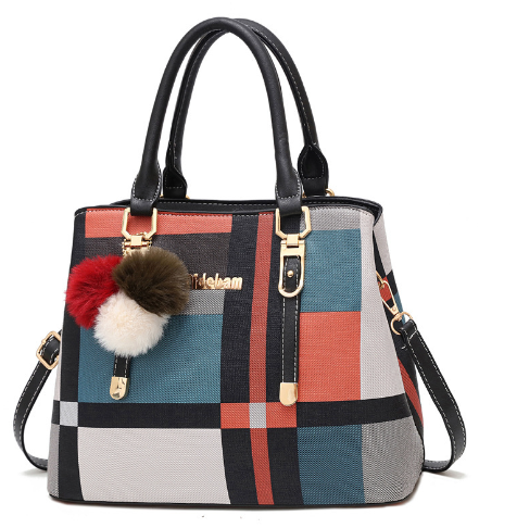 Luna | Plaid Shoulder Bag with Colorful Stitching