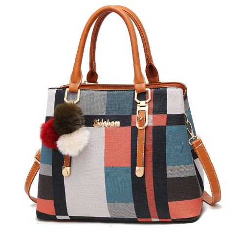 Luna | Plaid Shoulder Bag with Colorful Stitching