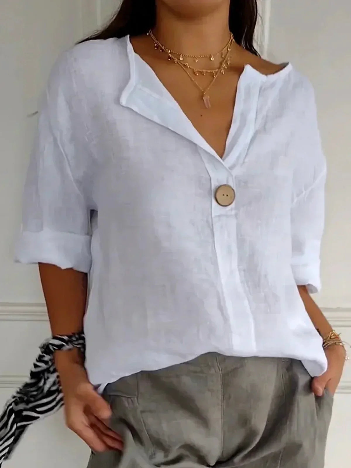 Jillian| Cotton V-neck Blouse