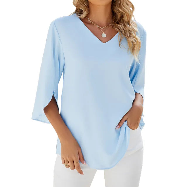 Ciana | Tummy Covering Elegant V-Neck Blouse