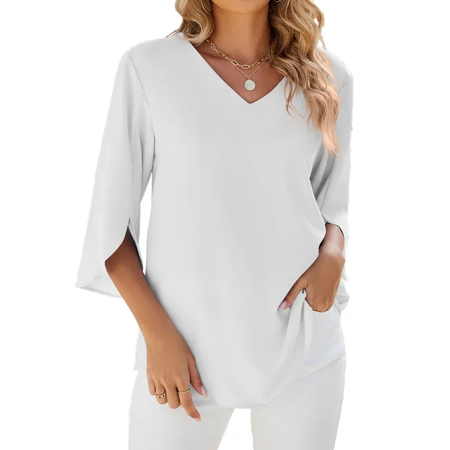 Ciana | Tummy Covering Elegant V-Neck Blouse