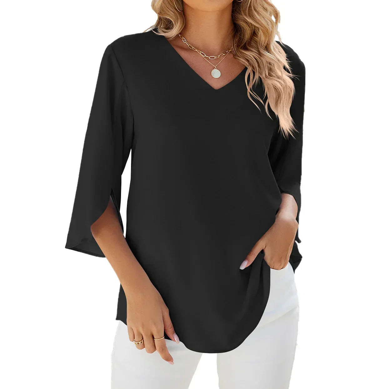 Ciana | Tummy Covering Elegant V-Neck Blouse