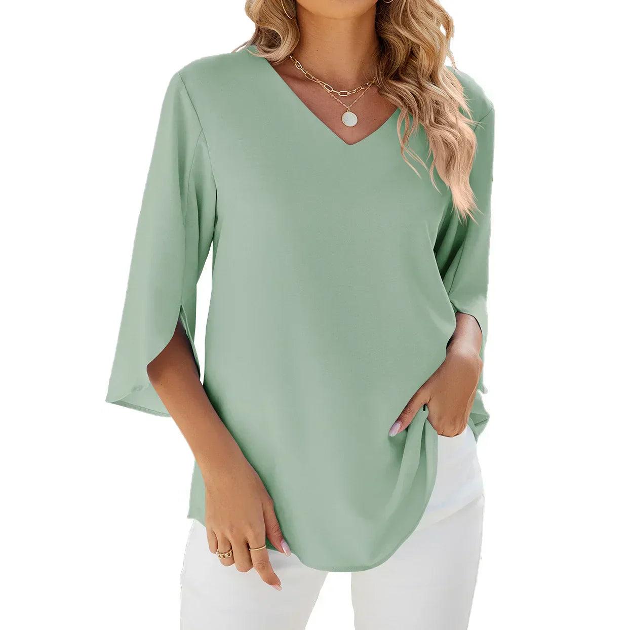 Ciana | Tummy Covering Elegant V-Neck Blouse